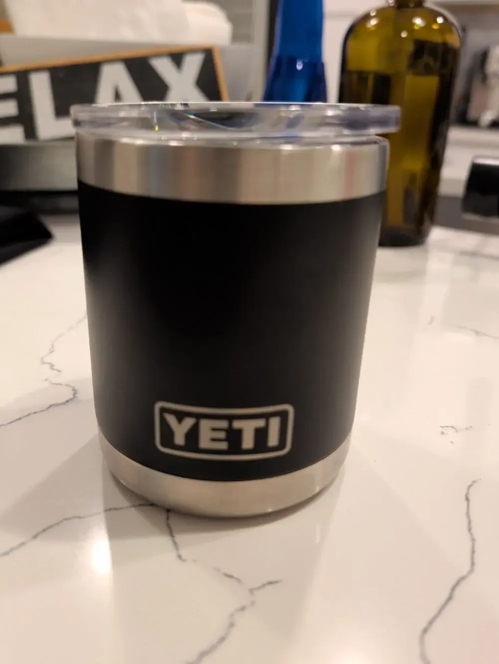 YETI Rambler 10 oz Lowball Tumbler Black Stainless Steel w/ Lid